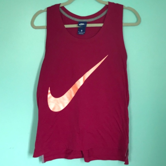 Nike Tops - Nike Pink with Metallic Pink Swoosh Tank sz M